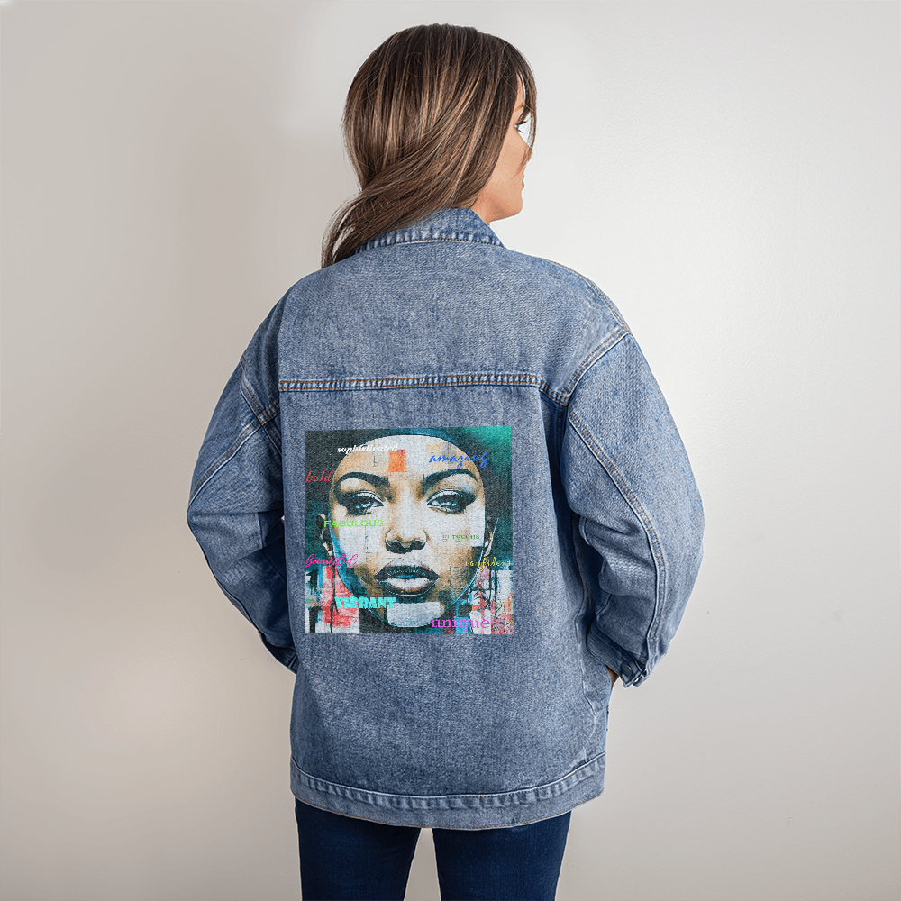 Beautiful Gorgeous Confident Woman Oversized DTG Denim Jacket