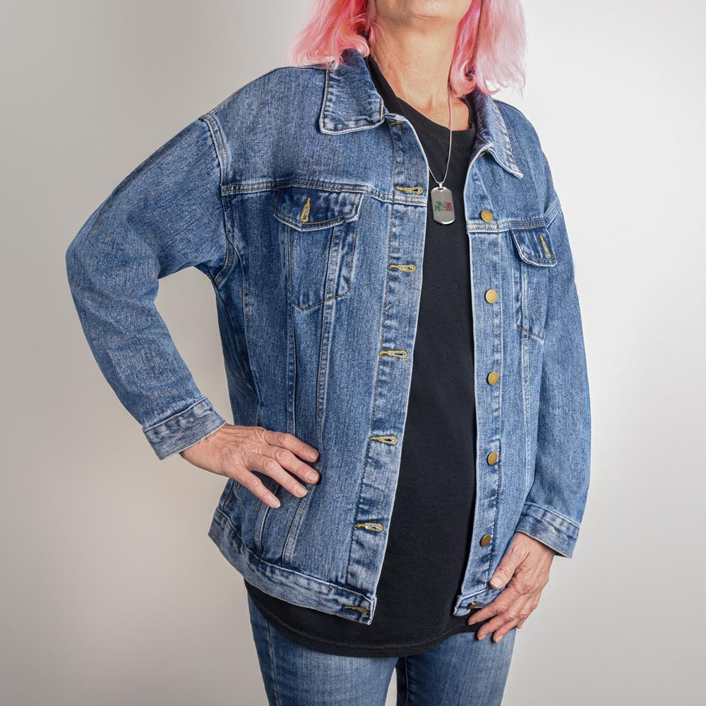Beautiful Gorgeous Confident Woman Oversized DTG Denim Jacket