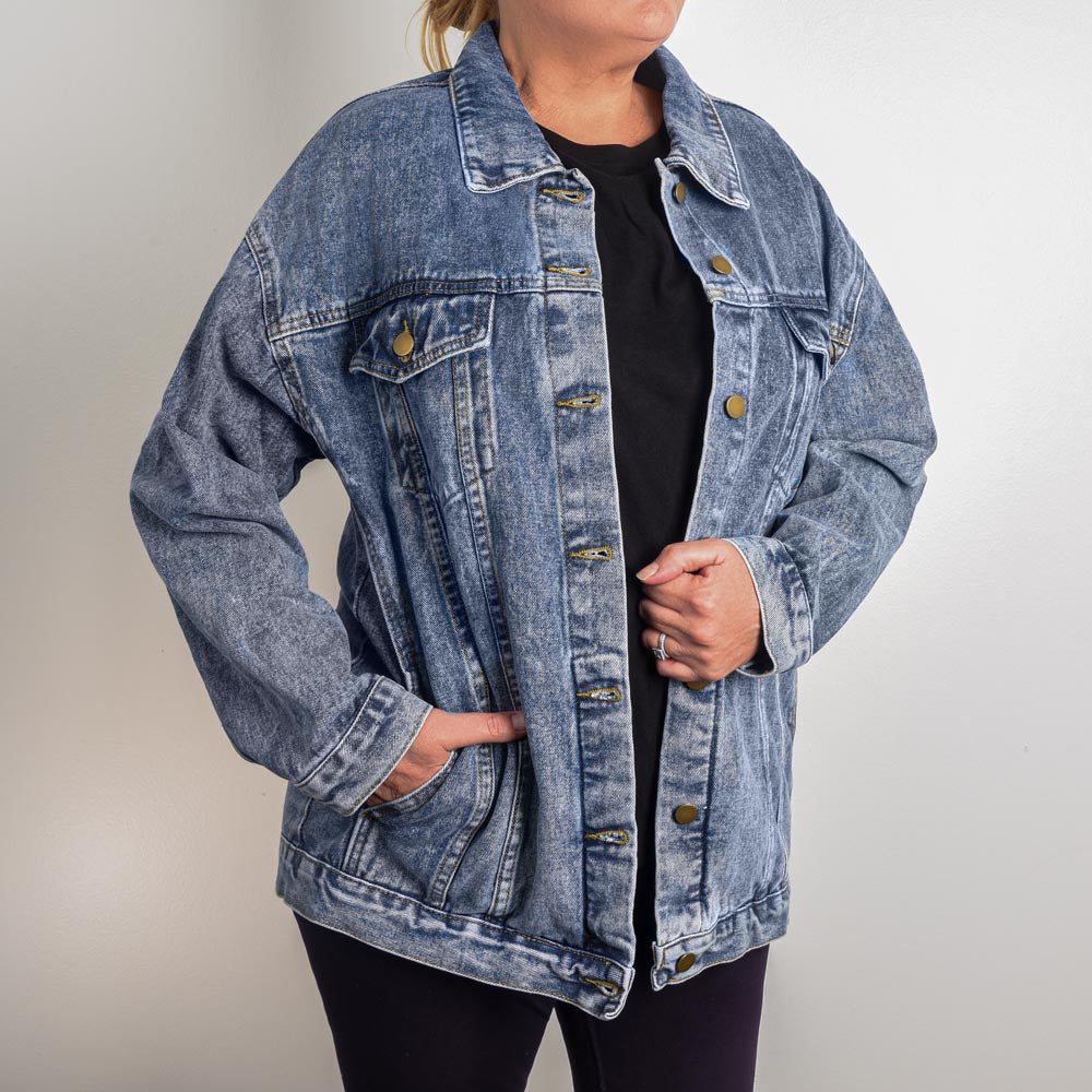 Beautiful Gorgeous Confident Woman Oversized DTG Denim Jacket