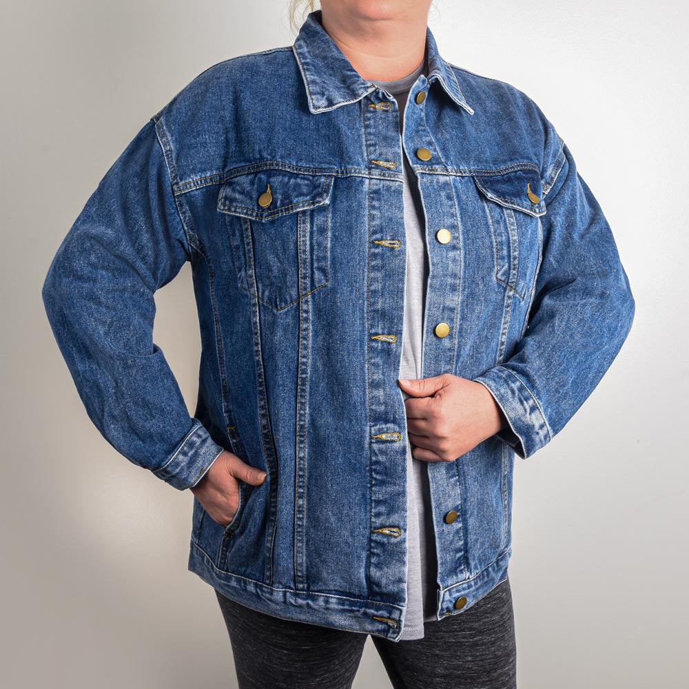 Beautiful Gorgeous Confident Woman Oversized DTG Denim Jacket