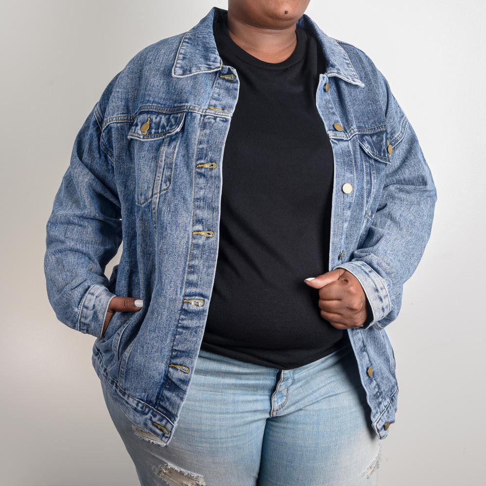 Beautiful Gorgeous Confident Woman Oversized DTG Denim Jacket