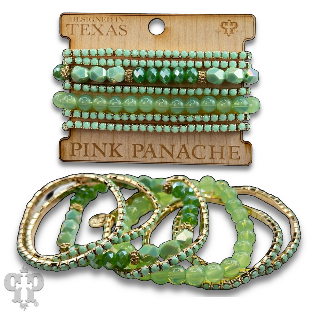 Mixed rhinestone and bead bracelet set