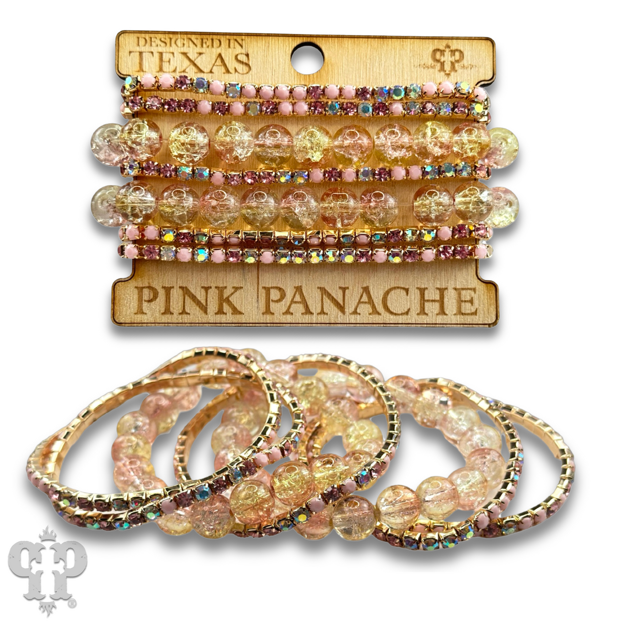 Mixed rhinestone and bead bracelet set