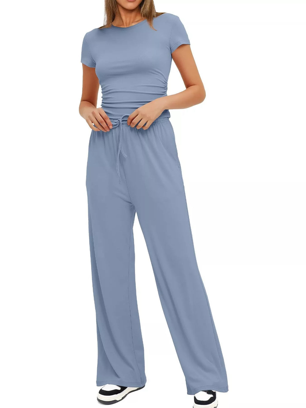 Short Sleeve Top and Drawstring Pants Set