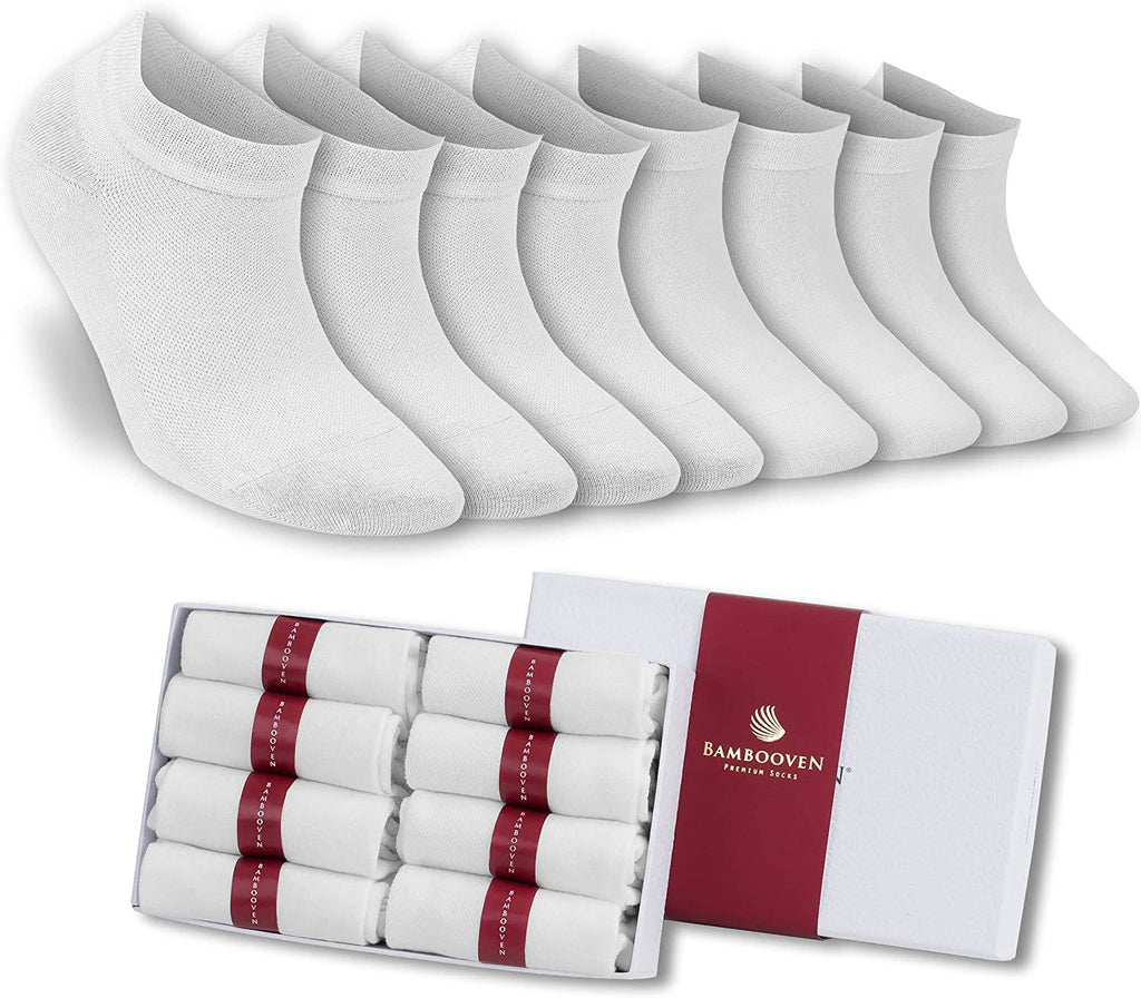 Women’s Bamboo Ankle Socks 8-Pack – White Soft Thin Low-Cut Socks