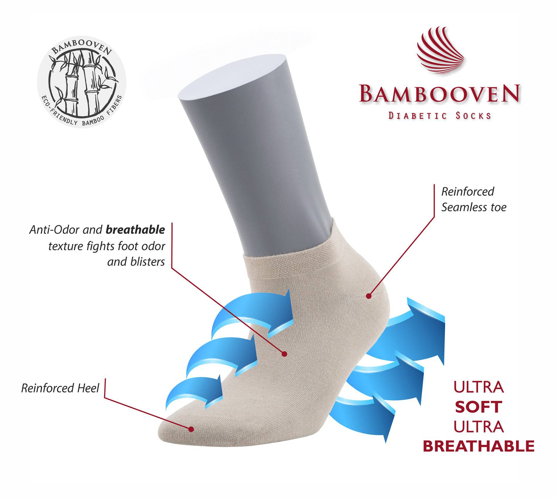 Women’s Bamboo Ankle Socks 8-Pack – White Soft Thin Low-Cut Socks