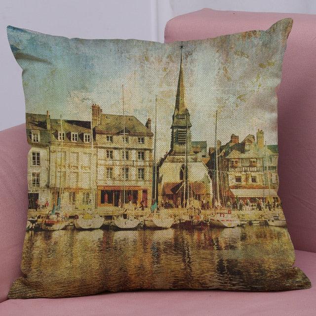 Beautiful Vintage Venice Water City Pillow Cover Polyester And Linen Single-sided Printing Home Decoration Cushion Cover Square Decorative Throw Pillow Case Personalized Cushion Cover Water City Vintage Antique Italy Venice 45x45cm