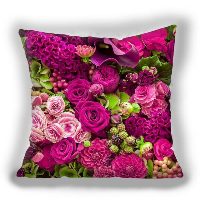 Bright Red Flower Cushion Cover Home Fashion Decoration Red Orange Pink Poppy Flowers Decorative Throw Pillow Cover Case Cushion Home Living Room Pillow Case Super Soft Short Plush Cushion Cover 45x45CM