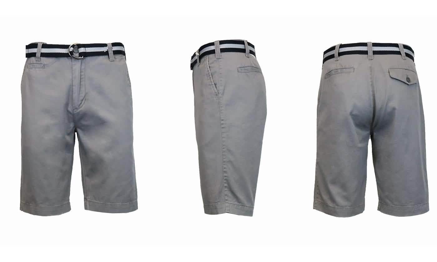 Men's Slim Fit Flat Front Belted Shorts - Assorted Colors and Sizes