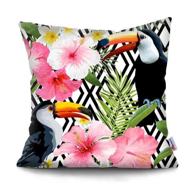 Cactus Cushion Cover Tropical Leaf Pillow Case Abstract Colorful Tropical Leaf Throw Pillow Covers Decorative Pillowcase Square Cushion Cases For Home Flower Decorative Pillow Sofa Pillowcase Cushions 45x45CM