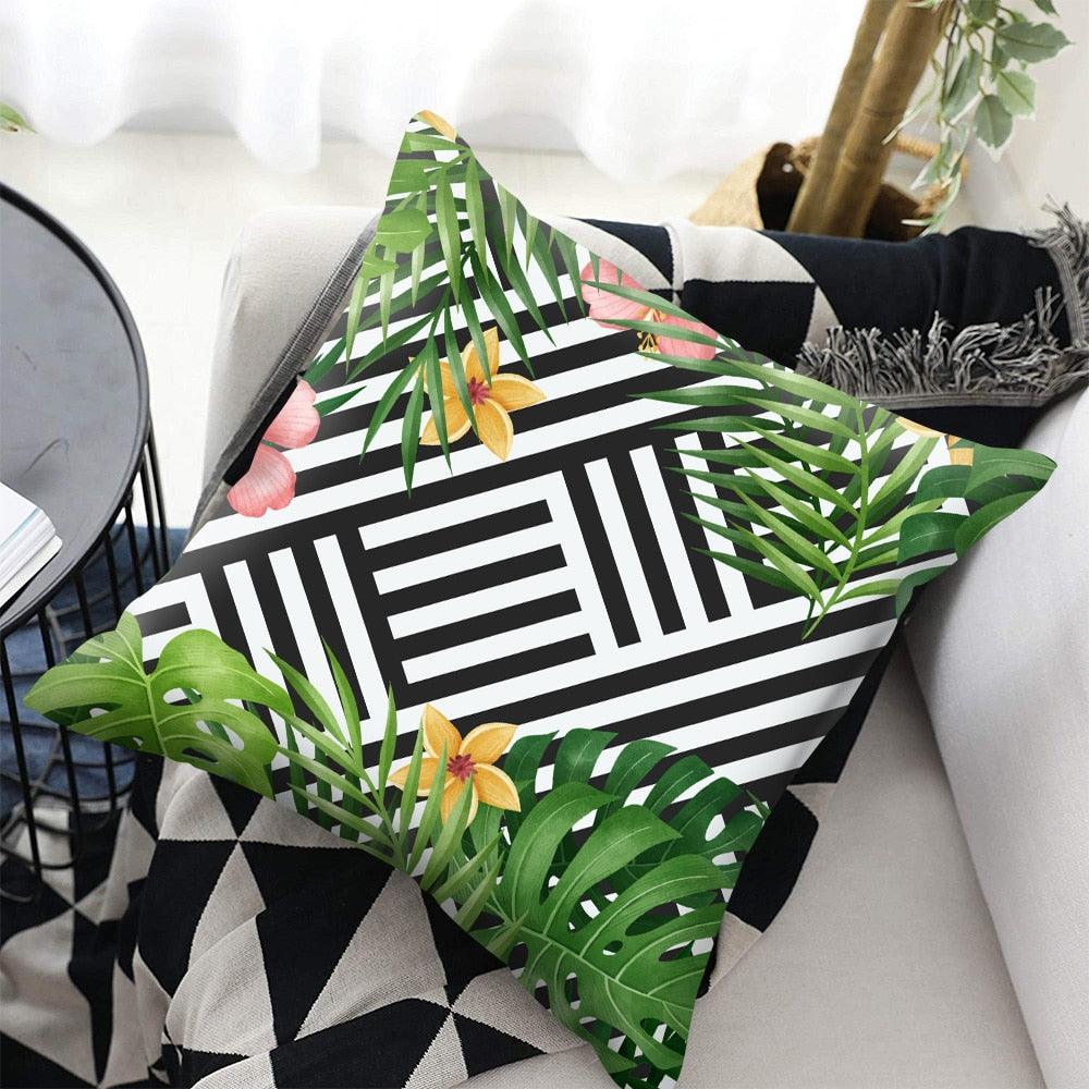 Cactus Cushion Cover Tropical Leaf Pillow Case Abstract Colorful Tropical Leaf Throw Pillow Covers Decorative Pillowcase Square Cushion Cases For Home Flower Decorative Pillow Sofa Pillowcase Cushions 45x45CM