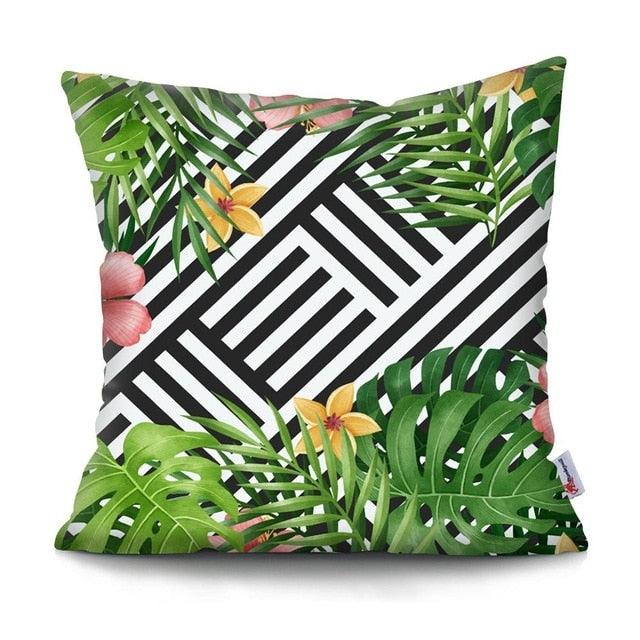 Cactus Cushion Cover Tropical Leaf Pillow Case Abstract Colorful Tropical Leaf Throw Pillow Covers Decorative Pillowcase Square Cushion Cases For Home Flower Decorative Pillow Sofa Pillowcase Cushions 45x45CM