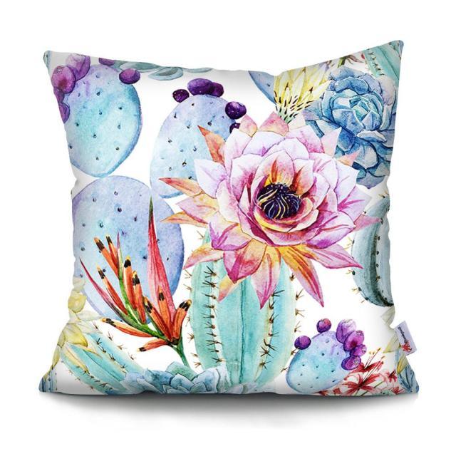 Cactus Cushion Cover Tropical Leaf Pillow Case Abstract Colorful Tropical Leaf Throw Pillow Covers Decorative Pillowcase Square Cushion Cases For Home Flower Decorative Pillow Sofa Pillowcase Cushions 45x45CM