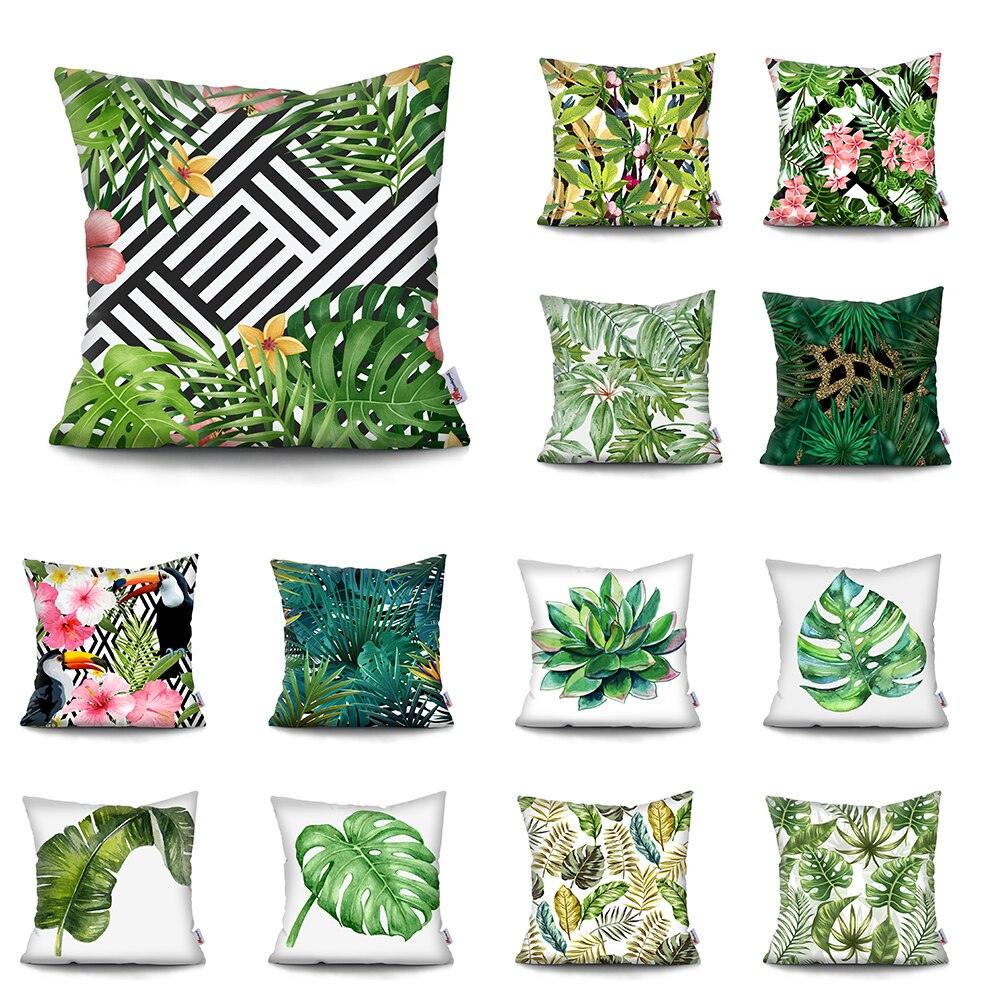 Cactus Cushion Cover Tropical Leaf Pillow Case Abstract Colorful Tropical Leaf Throw Pillow Covers Decorative Pillowcase Square Cushion Cases For Home Flower Decorative Pillow Sofa Pillowcase Cushions 45x45CM