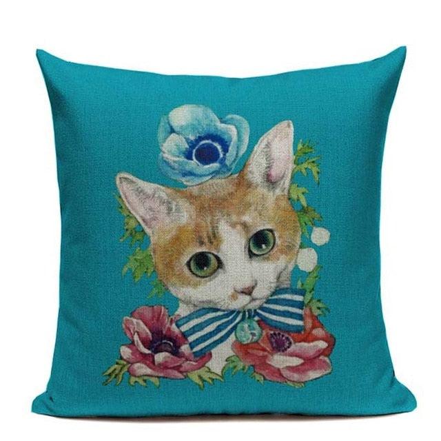 Cat Fashion Show Pillow Cover Animal Bird Flower Mouse Colorful Modern Cushion Cover Sofa Bedroom Home Decorative Throw Pillow Cover uper Soft Short Plush Square Decorative Throw Pillow Case Sofa Waist Cushion Cover 45X45cm
