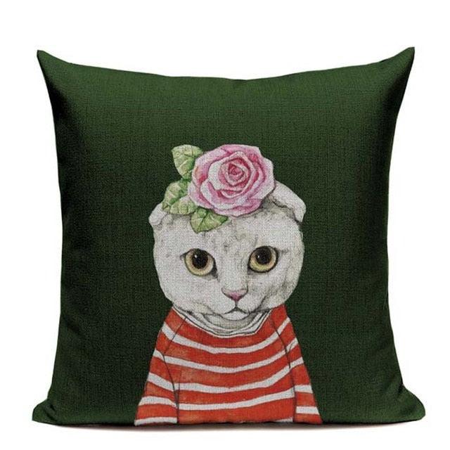 Cat Fashion Show Pillow Cover Animal Bird Flower Mouse Colorful Modern Cushion Cover Sofa Bedroom Home Decorative Throw Pillow Cover uper Soft Short Plush Square Decorative Throw Pillow Case Sofa Waist Cushion Cover 45X45cm