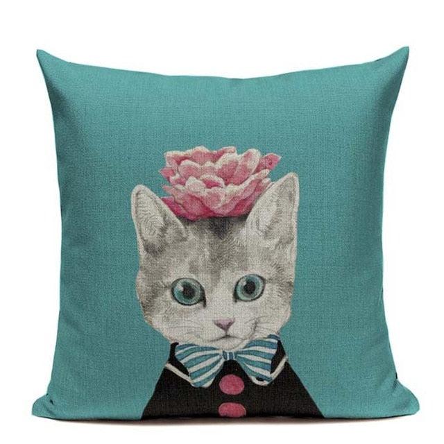 Cat Fashion Show Pillow Cover Animal Bird Flower Mouse Colorful Modern Cushion Cover Sofa Bedroom Home Decorative Throw Pillow Cover uper Soft Short Plush Square Decorative Throw Pillow Case Sofa Waist Cushion Cover 45X45cm