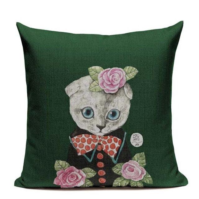 Cat Fashion Show Pillow Cover Animal Bird Flower Mouse Colorful Modern Cushion Cover Sofa Bedroom Home Decorative Throw Pillow Cover uper Soft Short Plush Square Decorative Throw Pillow Case Sofa Waist Cushion Cover 45X45cm