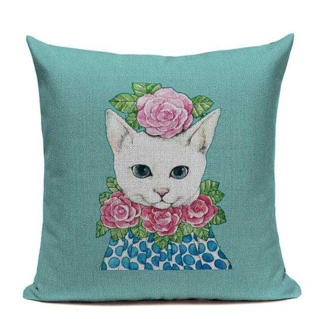 Cat Fashion Show Pillow Cover Animal Bird Flower Mouse Colorful Modern Cushion Cover Sofa Bedroom Home Decorative Throw Pillow Cover uper Soft Short Plush Square Decorative Throw Pillow Case Sofa Waist Cushion Cover 45X45cm