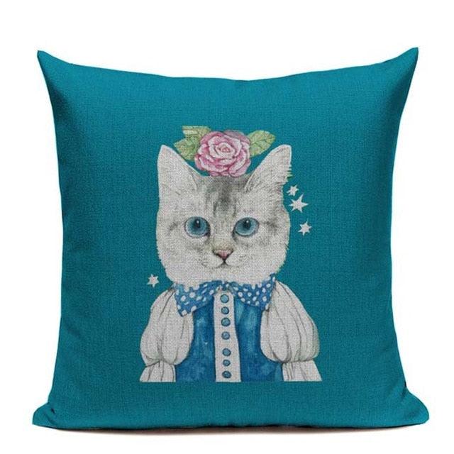 Cat Fashion Show Pillow Cover Animal Bird Flower Mouse Colorful Modern Cushion Cover Sofa Bedroom Home Decorative Throw Pillow Cover uper Soft Short Plush Square Decorative Throw Pillow Case Sofa Waist Cushion Cover 45X45cm