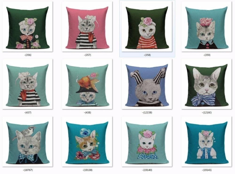 Cat Fashion Show Pillow Cover Animal Bird Flower Mouse Colorful Modern Cushion Cover Sofa Bedroom Home Decorative Throw Pillow Cover uper Soft Short Plush Square Decorative Throw Pillow Case Sofa Waist Cushion Cover 45X45cm