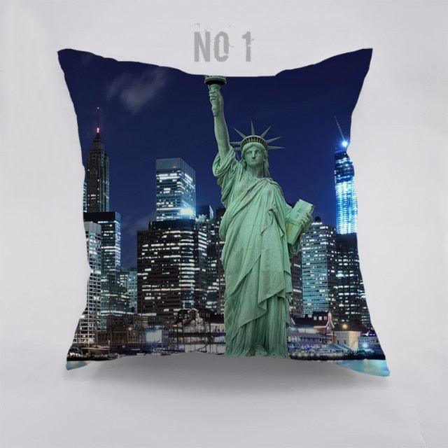 City Style NEW YORK Printed Pillow Covers Polyester Cotton Throw Pillow Case Cushion Cover For Home Decoration New York Decorative Throw Pillow Cover Outdoor Pillow Cases Square Standard Cushion Covers For Sofa Couch Bed 45X45CM