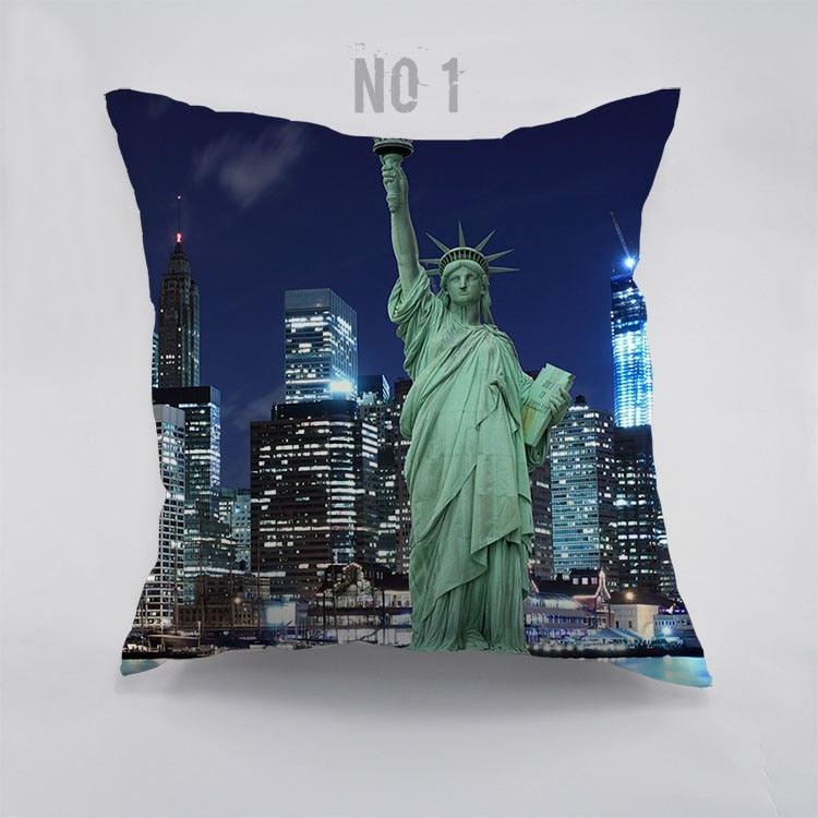 City Style NEW YORK Printed Pillow Covers Polyester Cotton Throw Pillow Case Cushion Cover For Home Decoration New York Decorative Throw Pillow Cover Outdoor Pillow Cases Square Standard Cushion Covers For Sofa Couch Bed 45X45CM