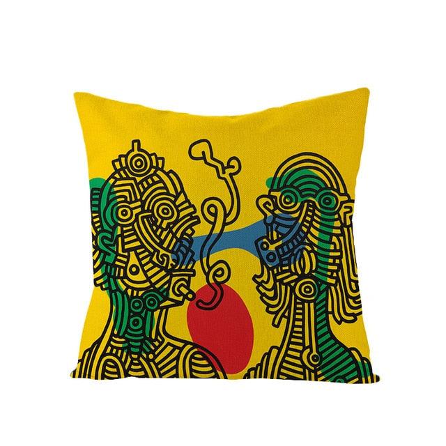 Colorful Abstract Cushion Cover Modern Art Throw Pillow Covers Cotton Linen Chair Back Cushion Cover Home Decorative Sofa Pillowcase Elegant Decorative Pillowcase 45x45CM