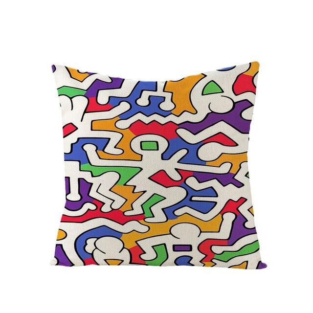 Colorful Abstract Cushion Cover Modern Art Throw Pillow Covers Cotton Linen Chair Back Cushion Cover Home Decorative Sofa Pillowcase Elegant Decorative Pillowcase 45x45CM