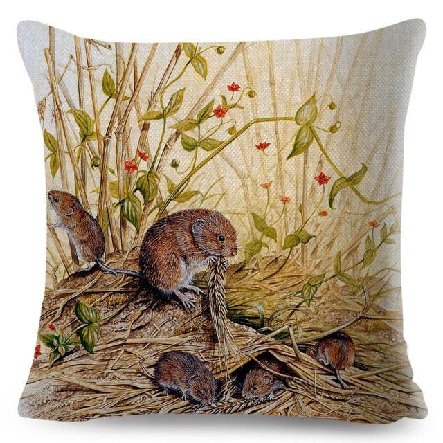 Colorful Pillow Cover Woodland Fox Bird Owl For Kids Room Sofa Home Decor Cute Cartoon Squirrel Cushion Cover Polyester Cotton Pillowcase Vintage Animal Throw Pillow Covers Wild Animals Cotton Linen Square Decorative Cushion Covers