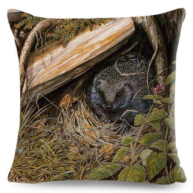 Colorful Pillow Cover Woodland Fox Bird Owl For Kids Room Sofa Home Decor Cute Cartoon Squirrel Cushion Cover Polyester Cotton Pillowcase Vintage Animal Throw Pillow Covers Wild Animals Cotton Linen Square Decorative Cushion Covers