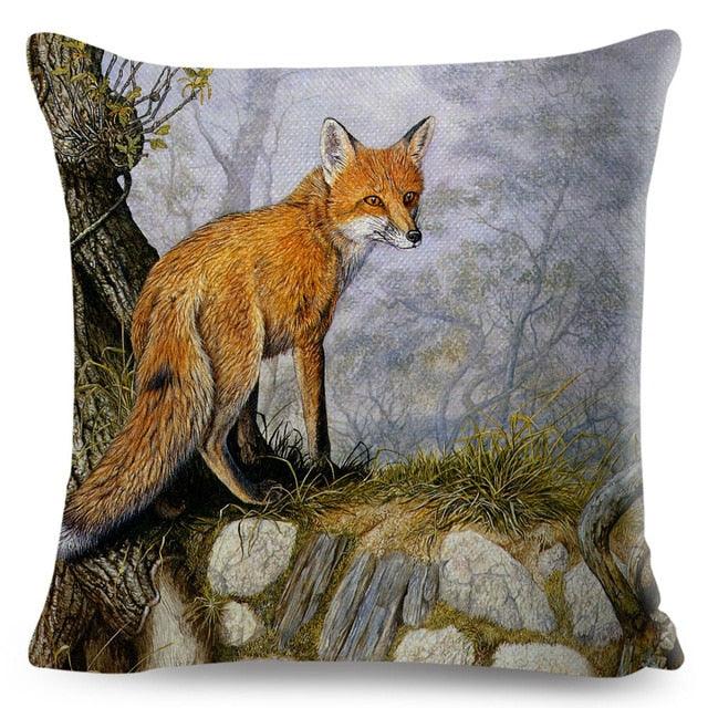 Colorful Pillow Cover Woodland Fox Bird Owl For Kids Room Sofa Home Decor Cute Cartoon Squirrel Cushion Cover Polyester Cotton Pillowcase Vintage Animal Throw Pillow Covers Wild Animals Cotton Linen Square Decorative Cushion Covers