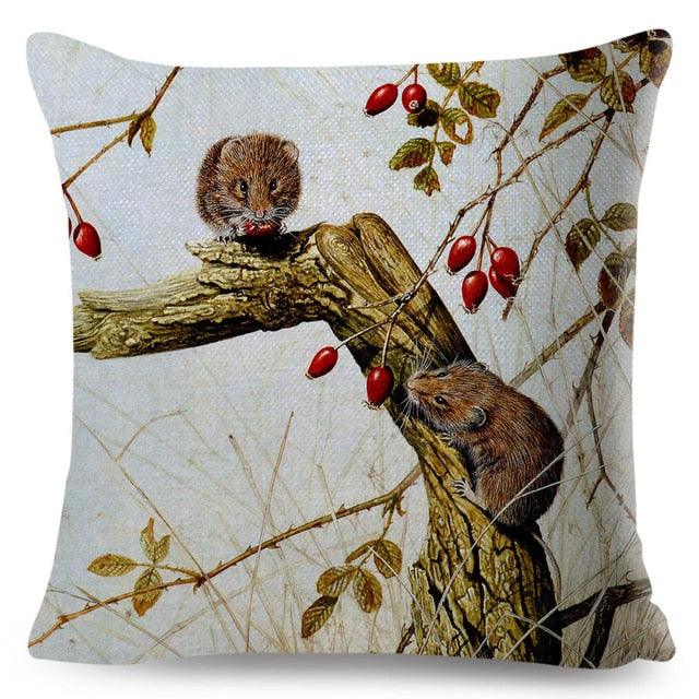 Colorful Pillow Cover Woodland Fox Bird Owl For Kids Room Sofa Home Decor Cute Cartoon Squirrel Cushion Cover Polyester Cotton Pillowcase Vintage Animal Throw Pillow Covers Wild Animals Cotton Linen Square Decorative Cushion Covers