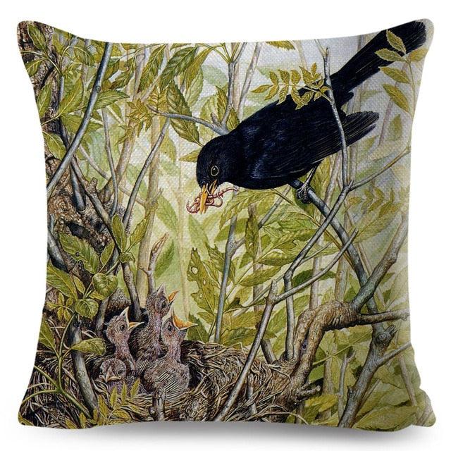 Colorful Pillow Cover Woodland Fox Bird Owl For Kids Room Sofa Home Decor Cute Cartoon Squirrel Cushion Cover Polyester Cotton Pillowcase Vintage Animal Throw Pillow Covers Wild Animals Cotton Linen Square Decorative Cushion Covers