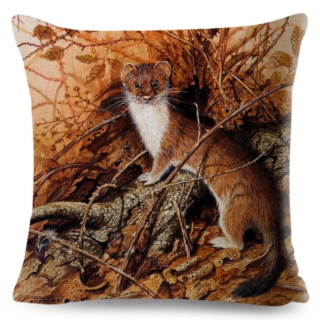 Colorful Pillow Cover Woodland Fox Bird Owl For Kids Room Sofa Home Decor Cute Cartoon Squirrel Cushion Cover Polyester Cotton Pillowcase Vintage Animal Throw Pillow Covers Wild Animals Cotton Linen Square Decorative Cushion Covers