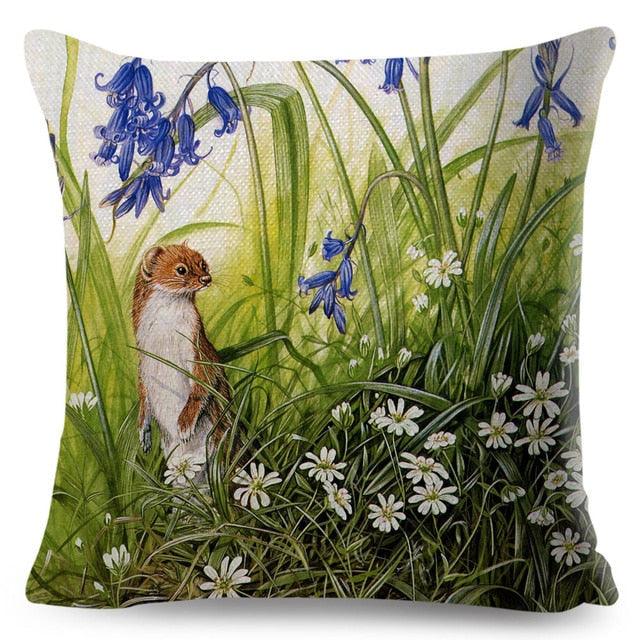 Colorful Pillow Cover Woodland Fox Bird Owl For Kids Room Sofa Home Decor Cute Cartoon Squirrel Cushion Cover Polyester Cotton Pillowcase Vintage Animal Throw Pillow Covers Wild Animals Cotton Linen Square Decorative Cushion Covers