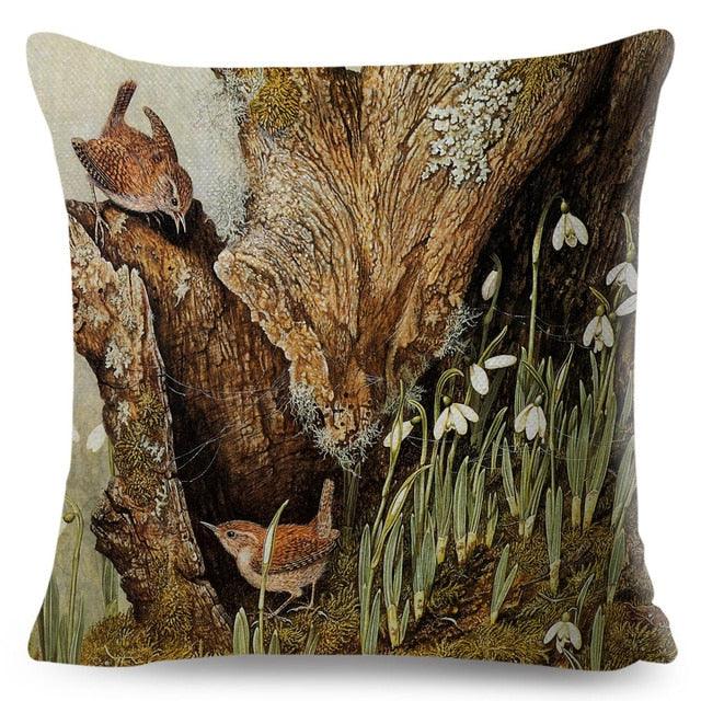 Colorful Pillow Cover Woodland Fox Bird Owl For Kids Room Sofa Home Decor Cute Cartoon Squirrel Cushion Cover Polyester Cotton Pillowcase Vintage Animal Throw Pillow Covers Wild Animals Cotton Linen Square Decorative Cushion Covers