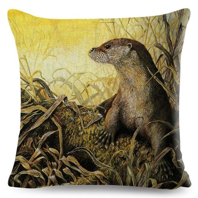 Colorful Pillow Cover Woodland Fox Bird Owl For Kids Room Sofa Home Decor Cute Cartoon Squirrel Cushion Cover Polyester Cotton Pillowcase Vintage Animal Throw Pillow Covers Wild Animals Cotton Linen Square Decorative Cushion Covers