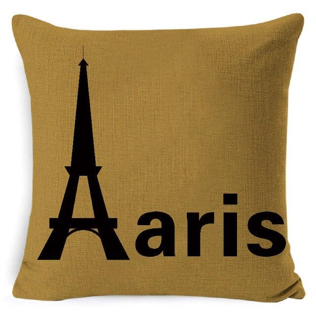 Cotton Linen Cushion Cover Retro Vintage Franch Paris Tower Pillow Cover Paris Linen Square Throw Pillow Case Decorative Durable Eiffel Tower Throw Pillow Covers For Couch Sofa Bed Throw Pillowcase Home Decor 45x45CM