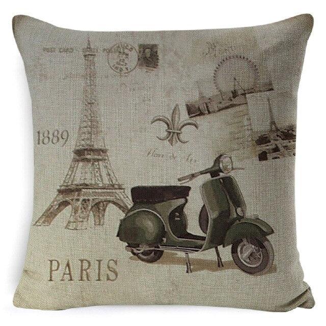 Cotton Linen Cushion Cover Retro Vintage Franch Paris Tower Pillow Cover Paris Linen Square Throw Pillow Case Decorative Durable Eiffel Tower Throw Pillow Covers For Couch Sofa Bed Throw Pillowcase Home Decor 45x45CM