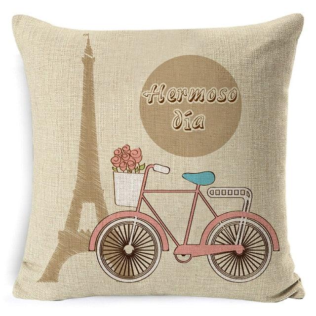 Cotton Linen Cushion Cover Retro Vintage Franch Paris Tower Pillow Cover Paris Linen Square Throw Pillow Case Decorative Durable Eiffel Tower Throw Pillow Covers For Couch Sofa Bed Throw Pillowcase Home Decor 45x45CM