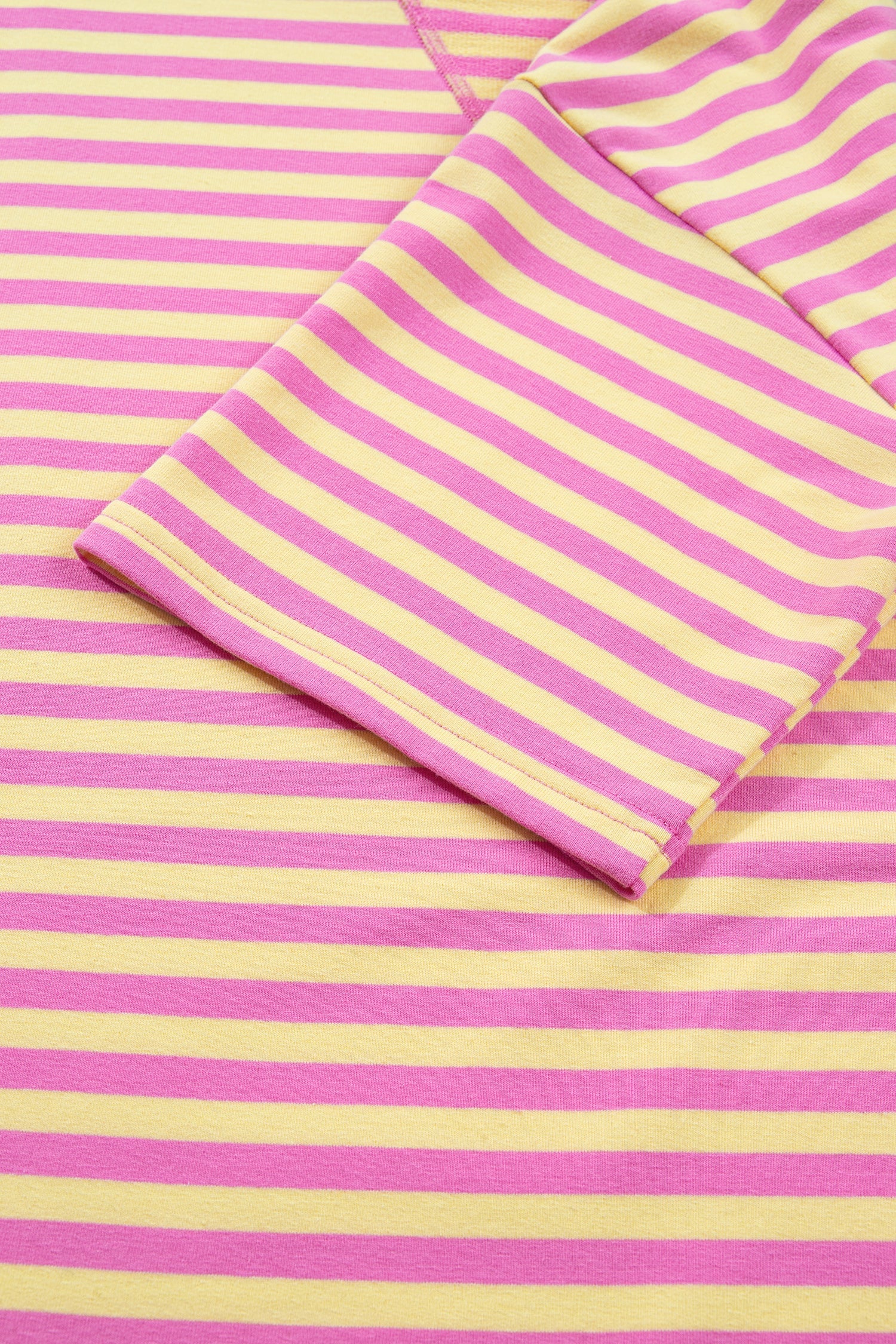 Rose Stripe Drop Shoulder Boxy Casual Terry Short Set