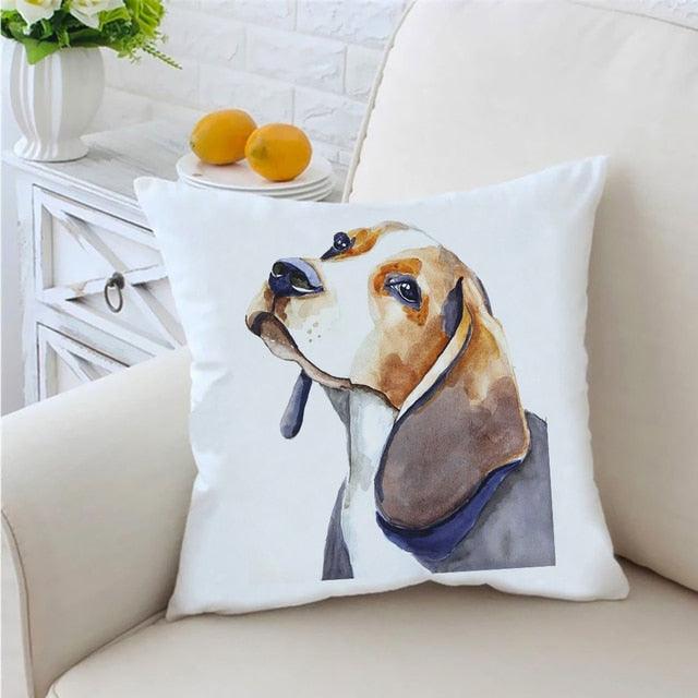 Dog Printed Pillow Cover Animal Polyester Pillowcases Cute Watercolor For Children Kids Cushion Cover Home Sofa Decoration  Cute Dog Throw Pillow Covers Decorative Dog Pillow Case for Sofa Couch Outdoor Patio Home Decoration 45x45cm