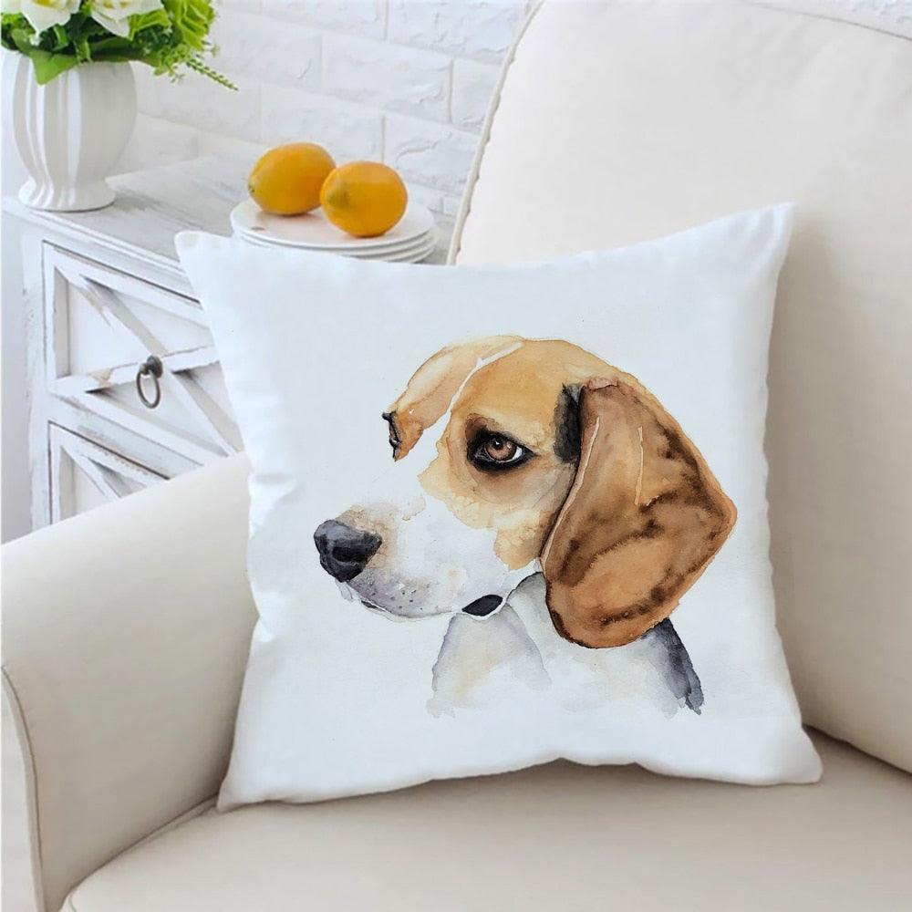 Dog Printed Pillow Cover Animal Polyester Pillowcases Cute Watercolor For Children Kids Cushion Cover Home Sofa Decoration  Cute Dog Throw Pillow Covers Decorative Dog Pillow Case for Sofa Couch Outdoor Patio Home Decoration 45x45cm