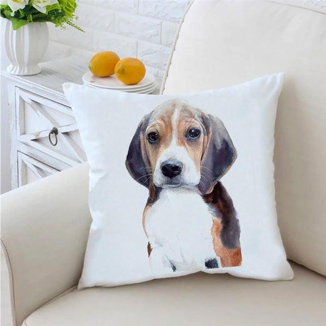 Dog Printed Pillow Cover Animal Polyester Pillowcases Cute Watercolor For Children Kids Cushion Cover Home Sofa Decoration  Cute Dog Throw Pillow Covers Decorative Dog Pillow Case for Sofa Couch Outdoor Patio Home Decoration 45x45cm