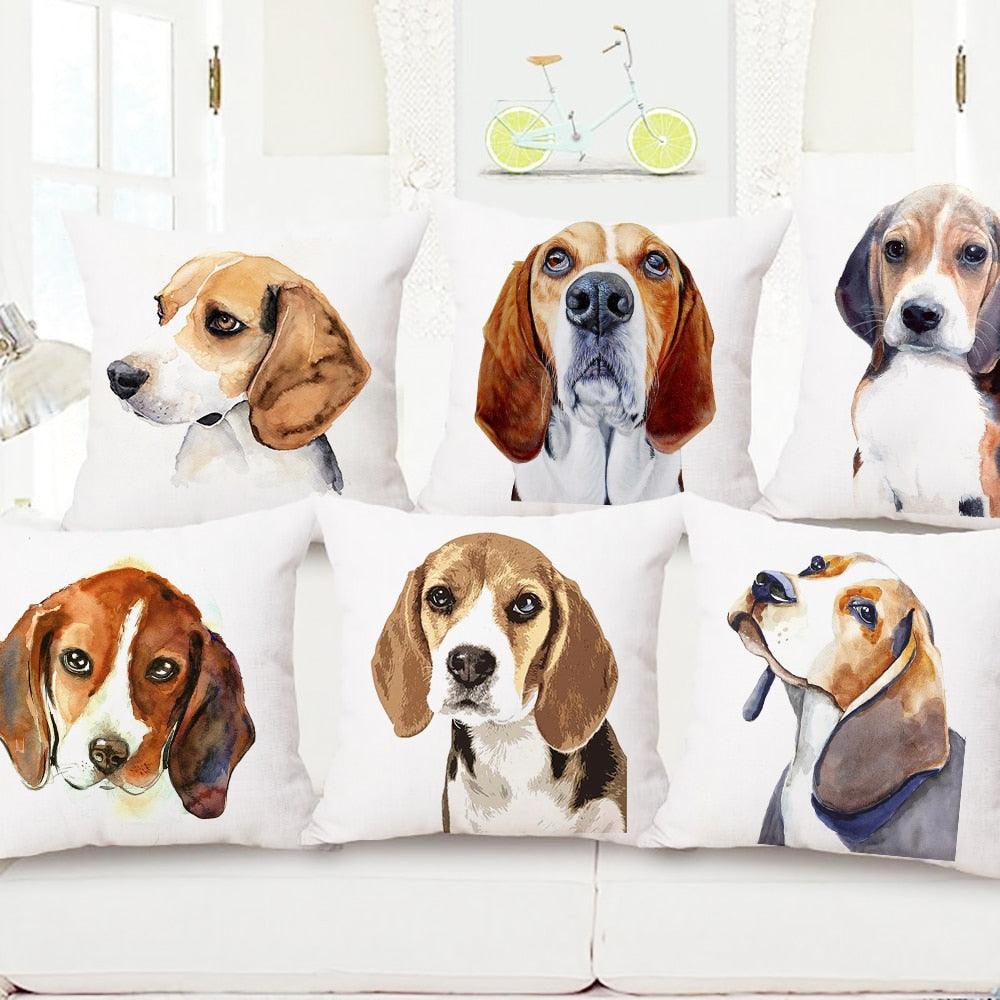 Dog Printed Pillow Cover Animal Polyester Pillowcases Cute Watercolor For Children Kids Cushion Cover Home Sofa Decoration  Cute Dog Throw Pillow Covers Decorative Dog Pillow Case for Sofa Couch Outdoor Patio Home Decoration 45x45cm