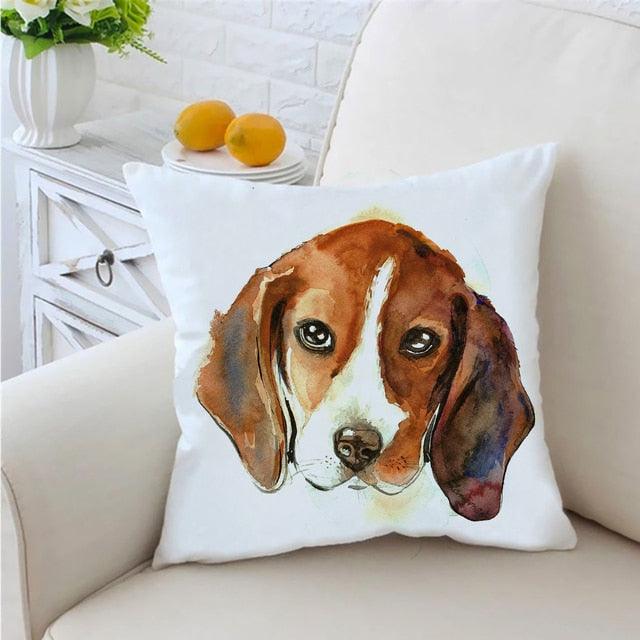 Dog Printed Pillow Cover Animal Polyester Pillowcases Cute Watercolor For Children Kids Cushion Cover Home Sofa Decoration  Cute Dog Throw Pillow Covers Decorative Dog Pillow Case for Sofa Couch Outdoor Patio Home Decoration 45x45cm