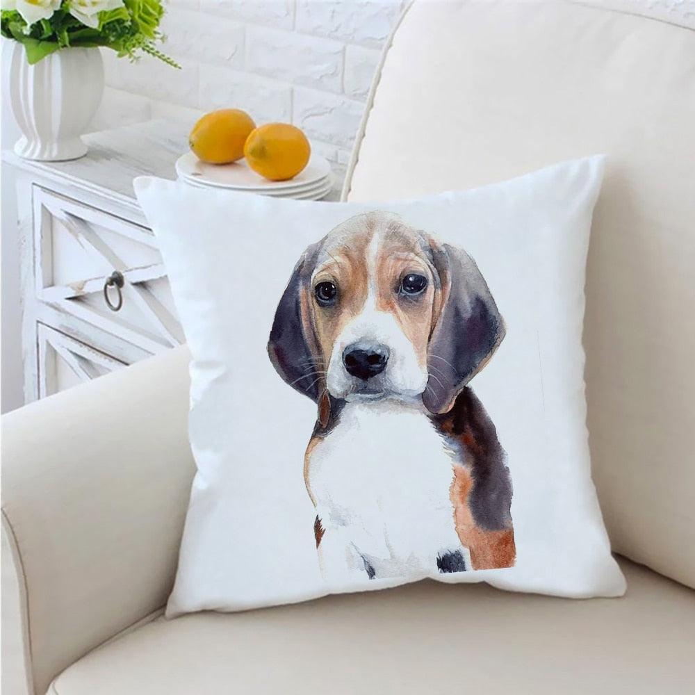 Dog Printed Pillow Cover Animal Polyester Pillowcases Cute Watercolor For Children Kids Cushion Cover Home Sofa Decoration  Cute Dog Throw Pillow Covers Decorative Dog Pillow Case for Sofa Couch Outdoor Patio Home Decoration 45x45cm