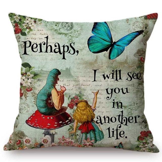 Elegant Cushion Cover Cute Rabbit Cat Print Square Throw Pillow Cover Cotton Linen Spring Home Decorative Cushion Case For Bed Throw Pillow Vintage Home Decorative Pillow Case 45x45cm