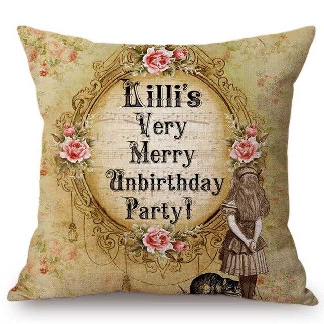 Elegant Cushion Cover Cute Rabbit Cat Print Square Throw Pillow Cover Cotton Linen Spring Home Decorative Cushion Case For Bed Throw Pillow Vintage Home Decorative Pillow Case 45x45cm